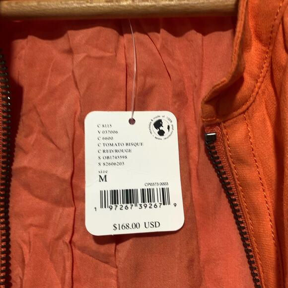 Free People Oversized Viscose Orange Bomber Jacket Size M NWT - Picture 7 of 10